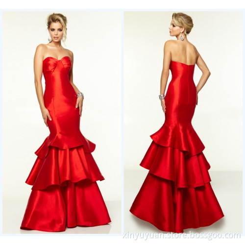Perfect Sweetheart Mermaid Style Tiered Red Evening Dresses 2015 HA-162